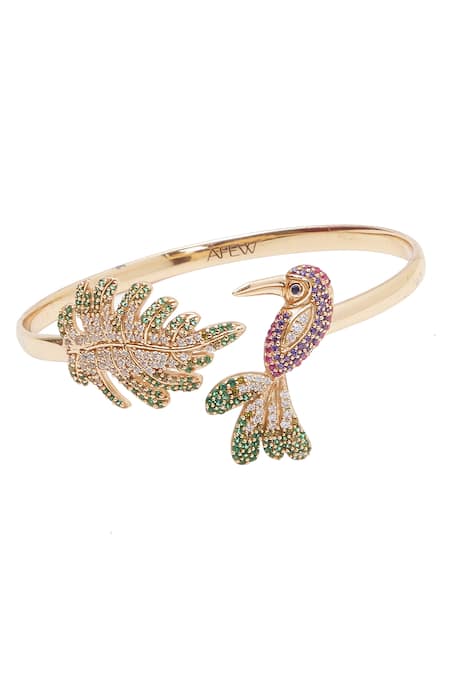 Afew By Rahul Mishra Stone Embellished Bracelet With Leaf Design 