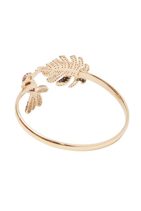 Buy_Afew By Rahul Mishra_Multi Color Crystals Stone Embellished Bracelet With Leaf Design _Online_at_Aza_Fashions