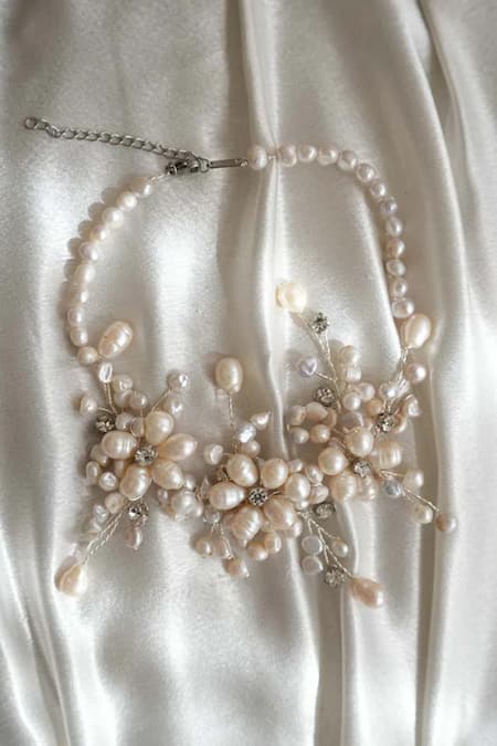 Floristaa By Mahek Ocean Mist Pearl Choker Necklace 