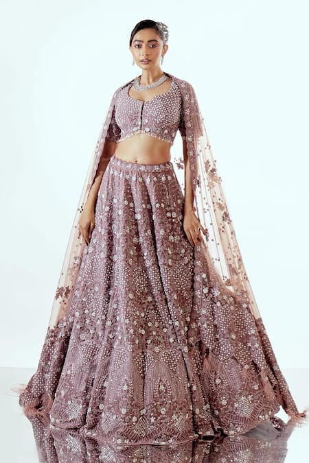 Pallavi Poddar Lavender Organza Lehenga Set 