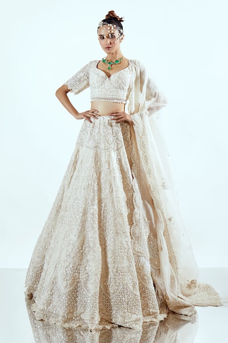 Pallavi Poddar Embellished Organza Lehenga Set 