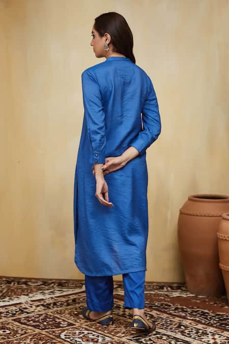 Mushio Blue Hand Embellished Cotton Stripe Co-ord Set 