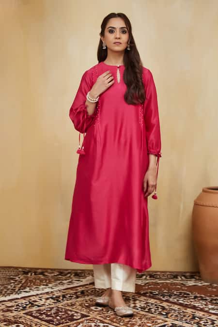 Mushio Chanderi Hand Embellished Kurta Set 