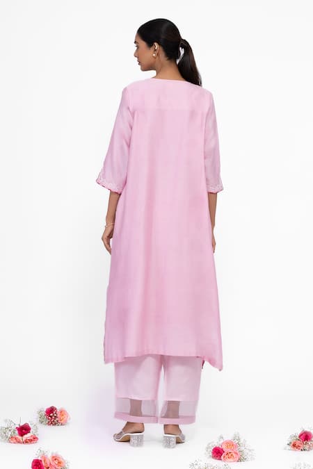 Bhavik Shah Embroidered Chanderi Silk Kurta Set 