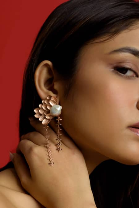 Trupti Mohta Baroque Earrings with Pearl Drops 