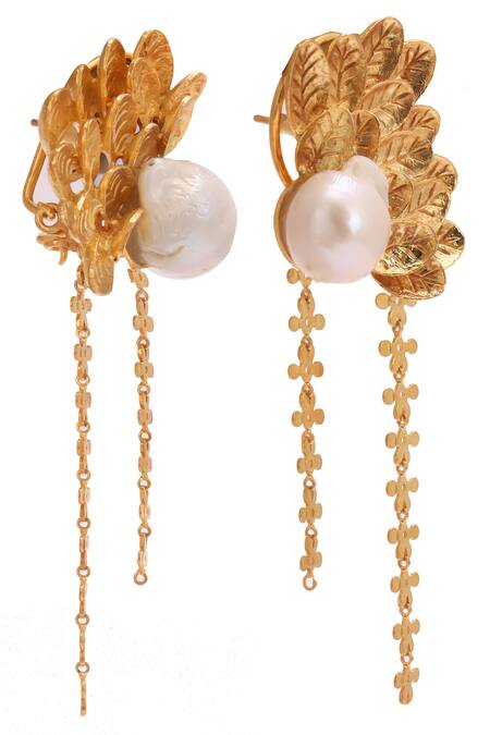 Shop_Trupti Mohta_Gold Plated Pearls Baroque Beauty Earrings _Online_at_Aza_Fashions