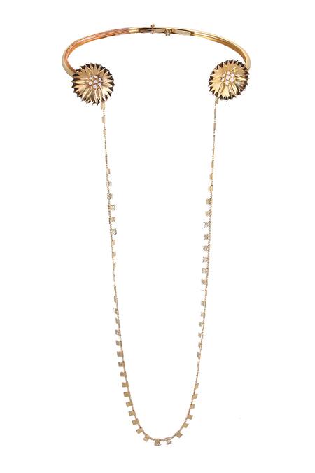 Trupti Mohta_Gold Plated Accolade Choker With Long Chain _Online_at_Aza_Fashions