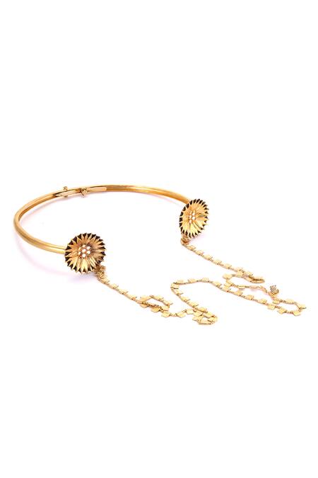 Buy_Trupti Mohta_Gold Plated Accolade Choker With Long Chain _Online_at_Aza_Fashions