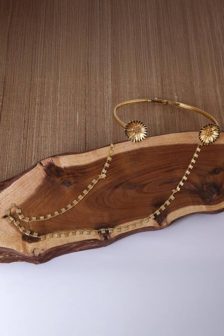 Trupti Mohta_Gold Plated Accolade Choker With Long Chain _at_Aza_Fashions