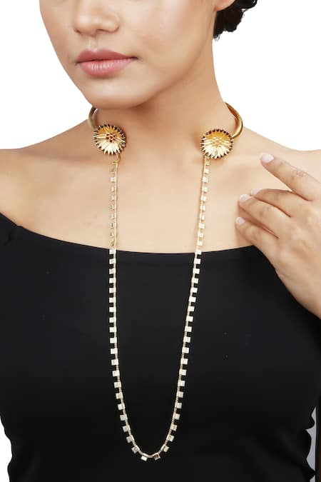 Trupti Mohta Gold Accolade Choker with Long Chain 