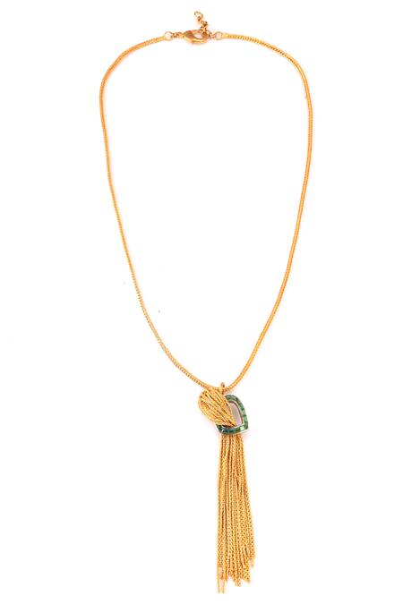 Trupti Mohta_Gold Plated Cascade Pendant Necklace _Online_at_Aza_Fashions