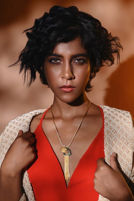 Trupti Mohta Gold Cascade Pendant Necklace 