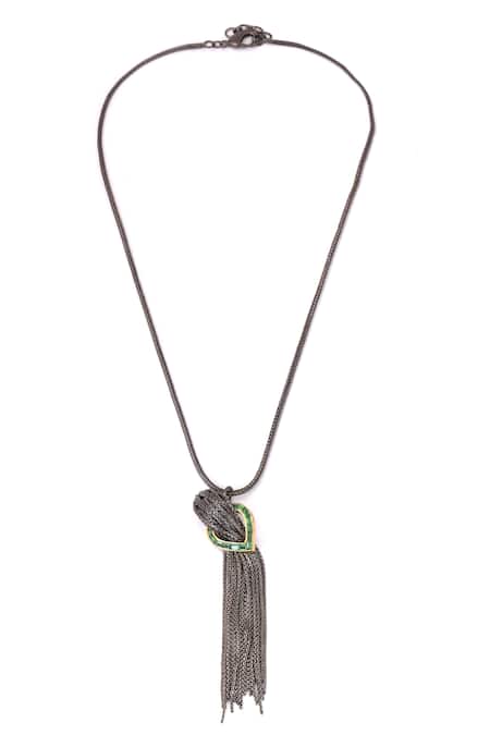 Trupti Mohta Pewter Cascade Neckpiece With Crystals 