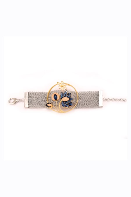 Trupti Mohta_Blue Lotus Mesh Bracelet _Online_at_Aza_Fashions