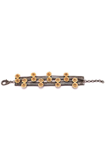 Trupti Mohta_Black Chains Designer Coral And Gold Bracelet _Online_at_Aza_Fashions