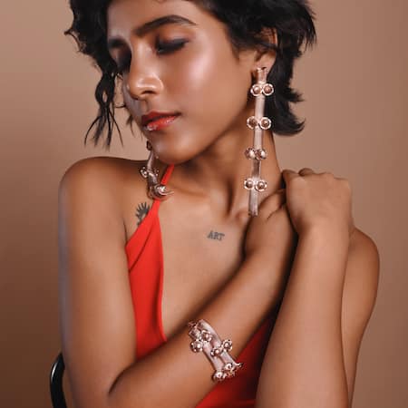 Trupti Mohta Rose Gold Floral Design Bracelet at Aza Fashions Trupti Mohta_Rose Gold Floral Design Bracelet _at_Aza_Fashions