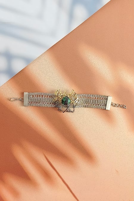 Trupti Mohta Geometric Ruby Zoisite Triangle Bracelet 