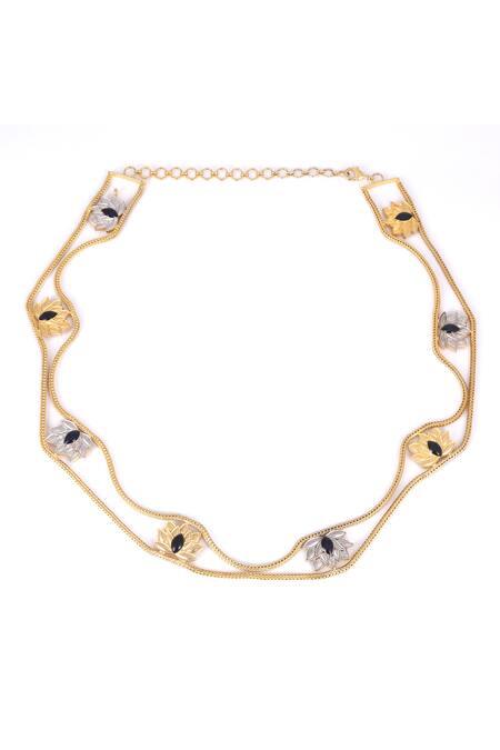 Buy_Trupti Mohta_Gold Plated Lotus Pattern Kamarbandh _Online_at_Aza_Fashions