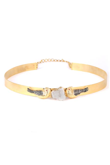 Shop_Trupti Mohta_Gold Stones Plated Designer Belt With _at_Aza_Fashions