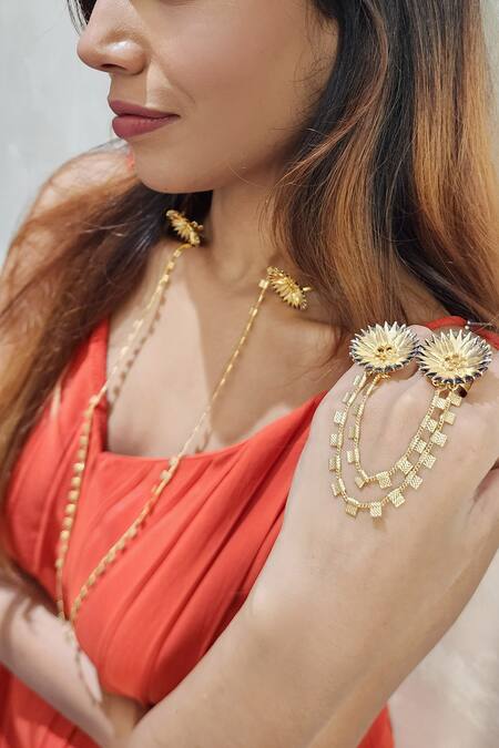 Trupti Mohta_Gold Plated Designer Ring _Online_at_Aza_Fashions