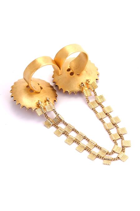 Trupti Mohta_Gold Plated Designer Ring _at_Aza_Fashions