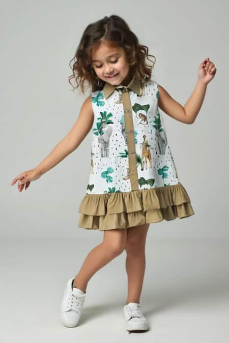 LA DEE DA Safari Print Sleeveless Dress 