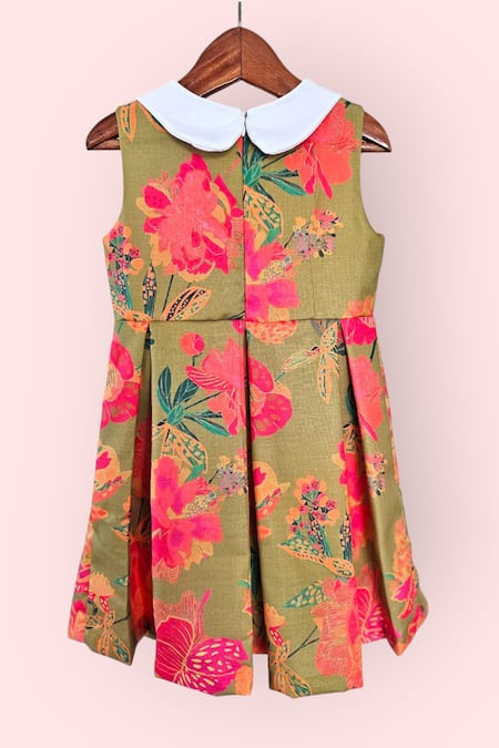 LA Dee DA Floral Print A-line Dress with Peter Pan Collar 