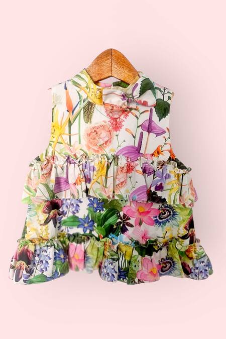 LA Dee DA_Multi Color Cotton Ruffles Tropical Tiered Floral Top _Online_at_Aza_Fashions