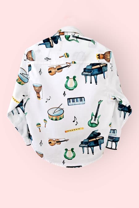 LA Dee DA Musical Instruments Print Boys Shirt 