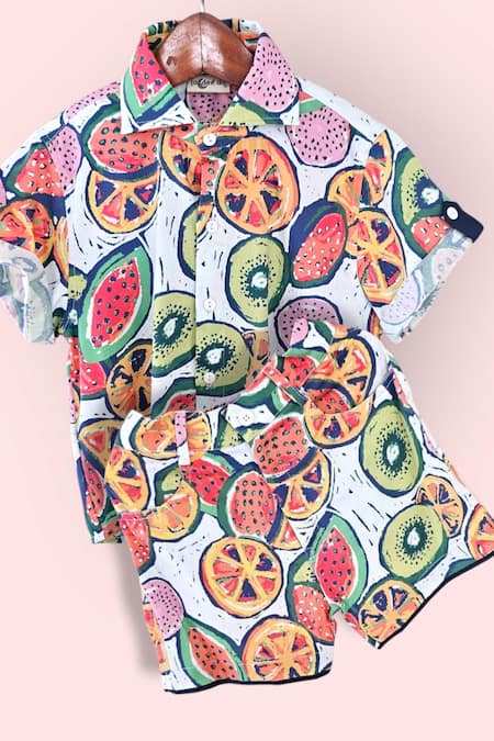 LA Dee DA Fruity Fun Cotton Shirt & Shorts Set 