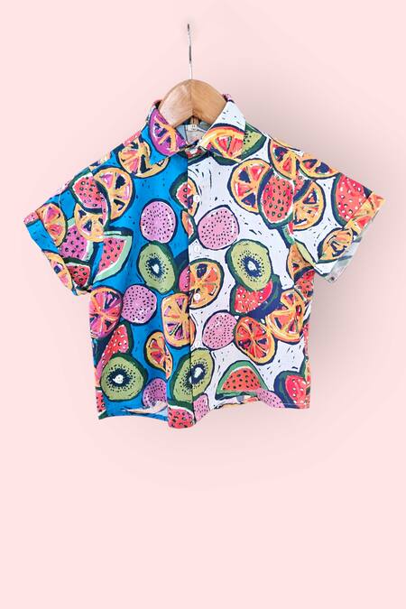 LA Dee DA Citrus Splash Dual Tone Boys Cotton Shirt 