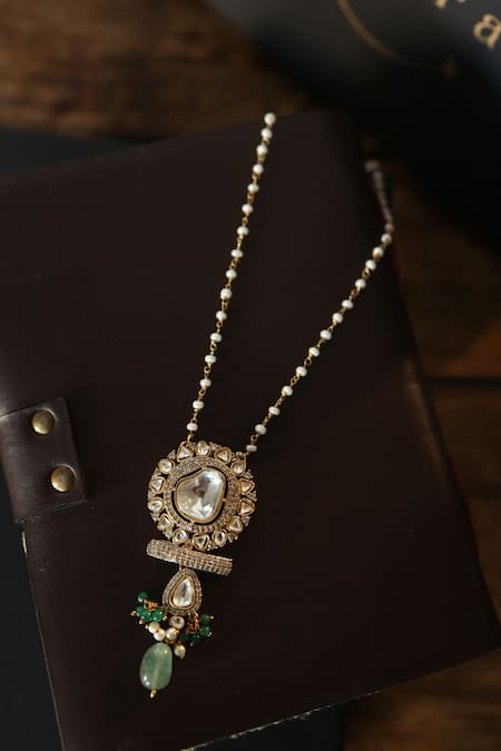 Do Taara Mint Polki Pendant Necklace 