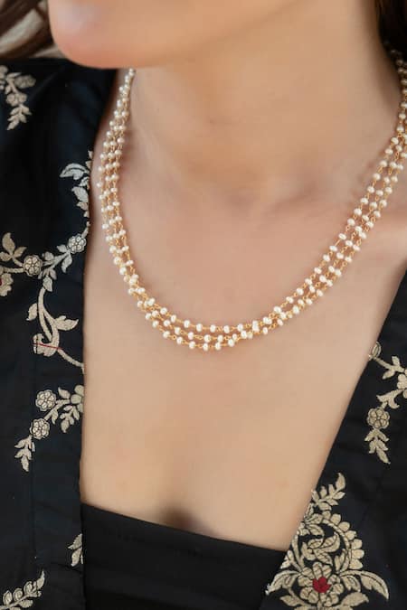 Do Taara Gold Plated Layered Pearl Necklace Online at Aza Fashions Do Taara_Gold Plated Layered Pearl Necklace _Online_at_Aza_Fashions