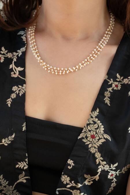 Buy Do Taara Gold Plated Layered Pearl Necklace Online at Aza Fashions Buy_Do Taara_Gold Plated Layered Pearl Necklace _Online_at_Aza_Fashions