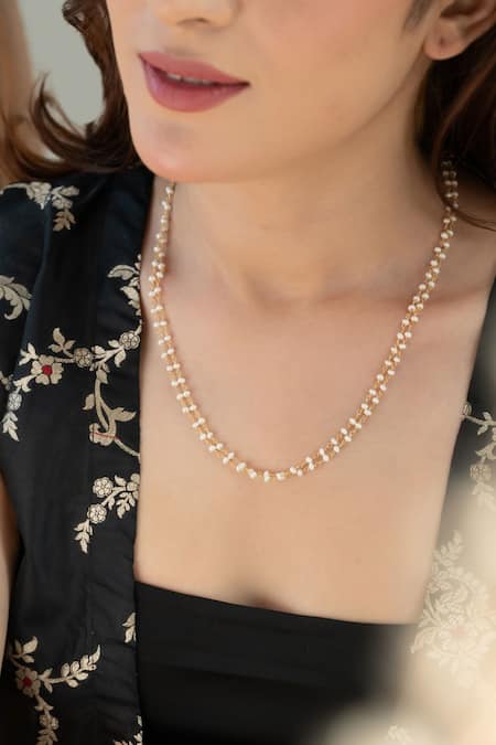 Do Taara Gold Pearl Contemporary Necklace 