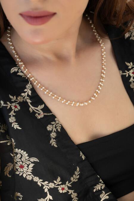 Buy Do Taara Gold Plated Pearl Contemporary Necklace Online at Aza Fashions Buy_Do Taara_Gold Plated Pearl Contemporary Necklace _Online_at_Aza_Fashions