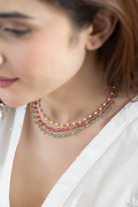 Buy_Do Taara_Multi Color Multicolored Layered Choker _Online_at_Aza_Fashions