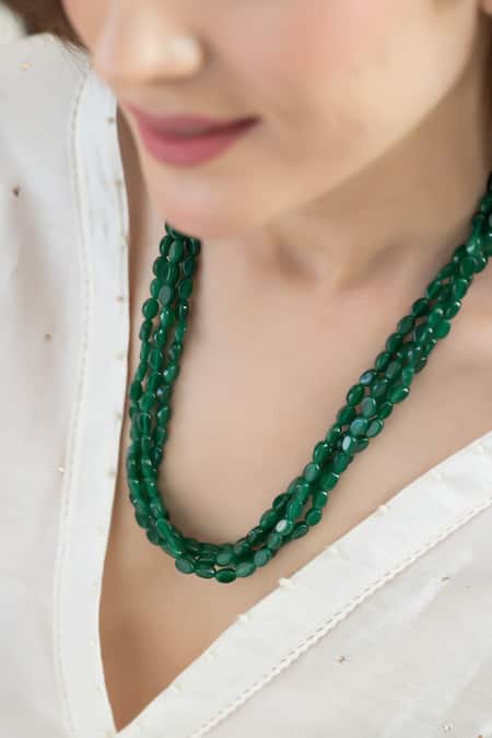 Do Taara_Green Layered Jade Necklace _Online_at_Aza_Fashions