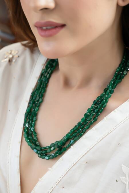 Buy_Do Taara_Green Layered Jade Necklace _Online_at_Aza_Fashions