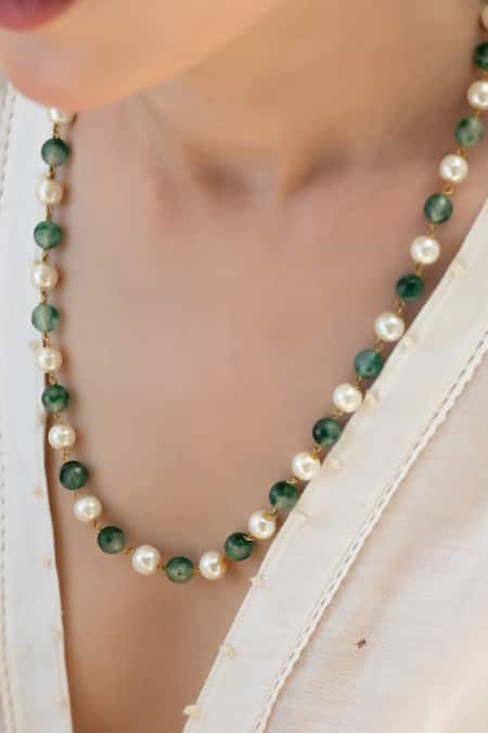 Buy Do Taara Green Contemporary Pearls Necklace Online at Aza Fashions Buy_Do Taara_Green Contemporary Pearls Necklace _Online_at_Aza_Fashions