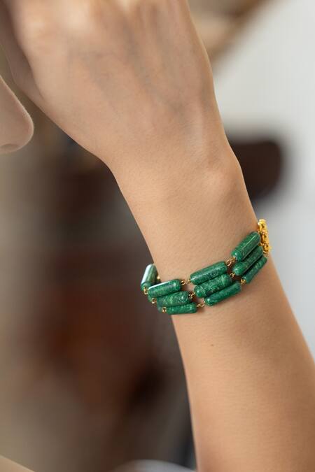 Buy_Do Taara_Green Gold Plated Stone Bracelet _Online_at_Aza_Fashions