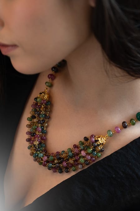 Buy_Do Taara_Multi Color Layered Necklace _Online_at_Aza_Fashions
