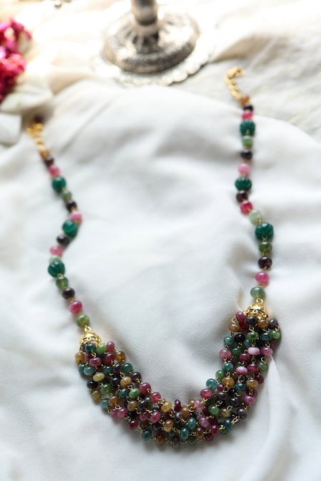 Shop_Do Taara_Multi Color Layered Necklace _at_Aza_Fashions