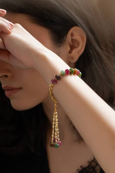 Do Taara_Multi Color Beads Multicolor Tourmaline Stone Bracelet _Online_at_Aza_Fashions