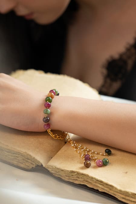 Buy_Do Taara_Multi Color Beads Multicolor Tourmaline Stone Bracelet _Online_at_Aza_Fashions