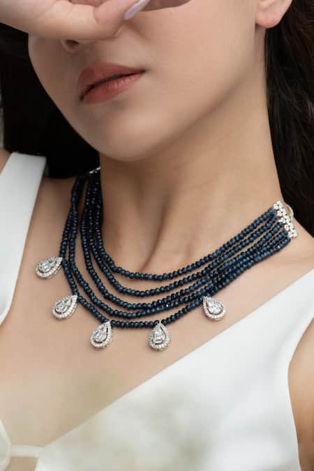 Buy_Do Taara_Blue Victorian Choker Necklace _Online_at_Aza_Fashions