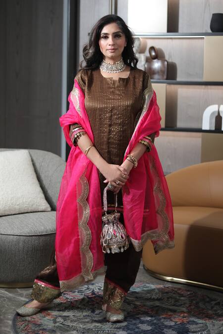 Buy_Bhavna Kumar_Gold Sequins, Mirrors Potli Bag With Detachable Handle _Online_at_Aza_Fashions