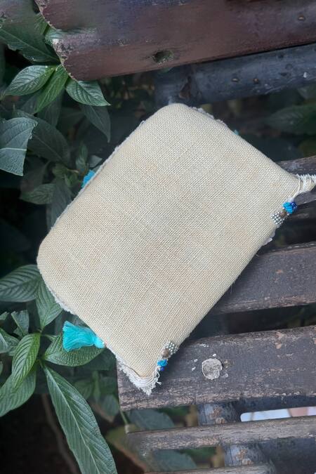 Shop Bhavna Kumar Beige Tassels, Beads Boho Bag With And Detachable Sling at Aza Fashions Shop_Bhavna Kumar_Beige Tassels, Beads Boho Bag With And Detachable Sling_at_Aza_Fashions