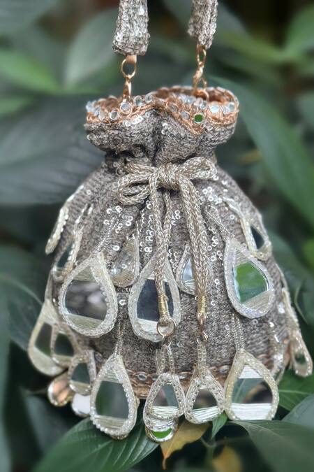 Buy Bhavna Kumar Gold Sequins, Mirrors Potli Bag With Detachable Handle Online at Aza Fashions Buy_Bhavna Kumar_Gold Sequins, Mirrors Potli Bag With Detachable Handle_Online_at_Aza_Fashions