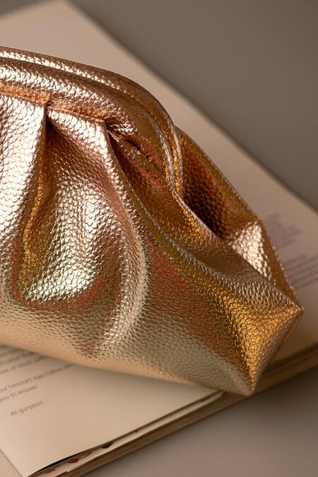 Buy_Bhavna Kumar_Gold Sequins Tassel Puff Bag _Online_at_Aza_Fashions